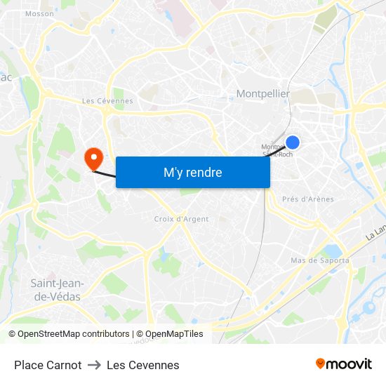 Place Carnot to Les Cevennes map