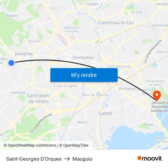 Saint-Georges-D'Orques to Mauguio map