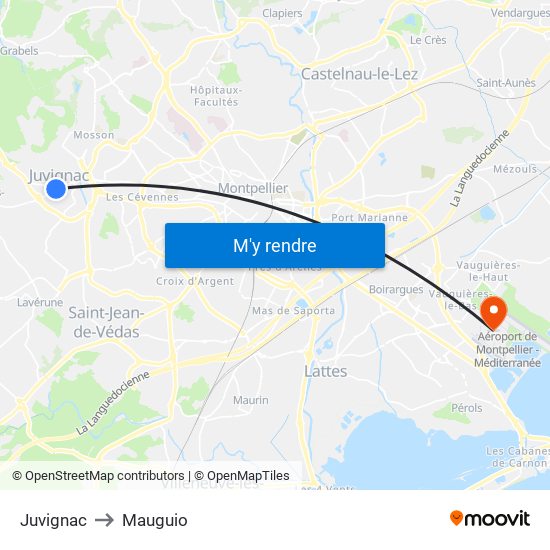 Juvignac to Mauguio map