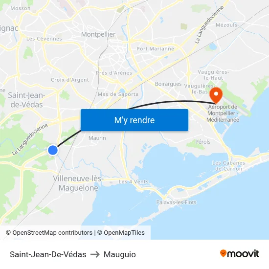 Saint-Jean-De-Védas to Mauguio map