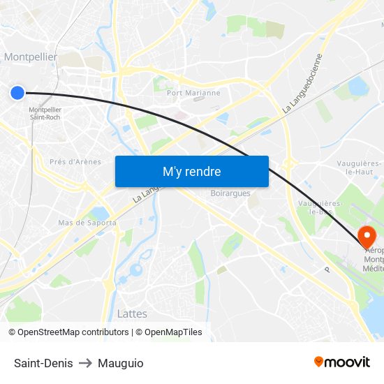 Saint-Denis to Mauguio map