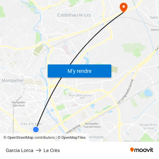 Garcia Lorca to Le Crès map