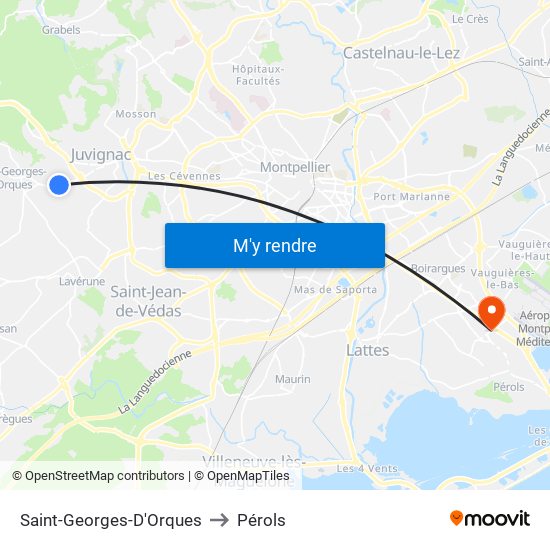 Saint-Georges-D'Orques to Pérols map