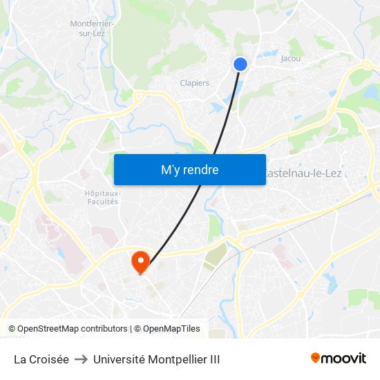 La Croisée to Université Montpellier III map