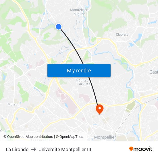 La Lironde to Université Montpellier III map