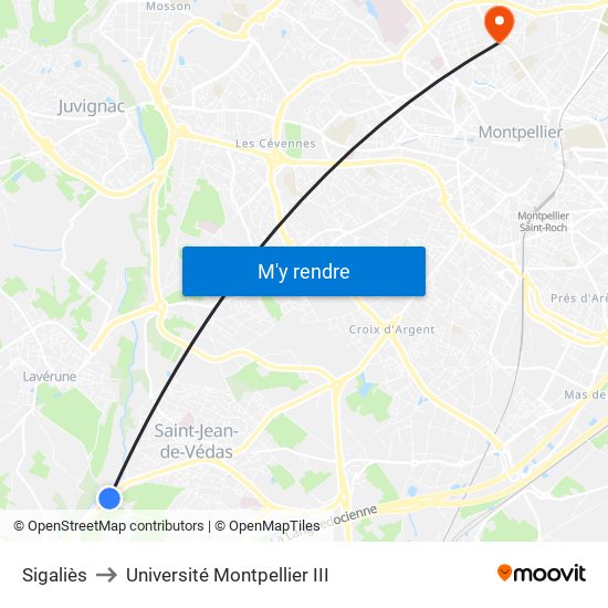 Sigaliès to Université Montpellier III map