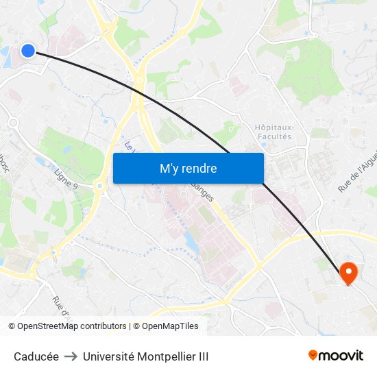 Caducée to Université Montpellier III map