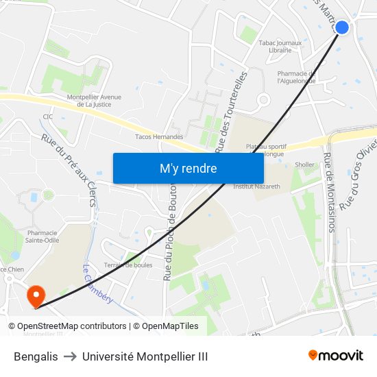 Bengalis to Université Montpellier III map