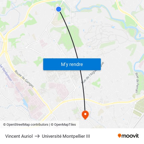 Vincent Auriol to Université Montpellier III map