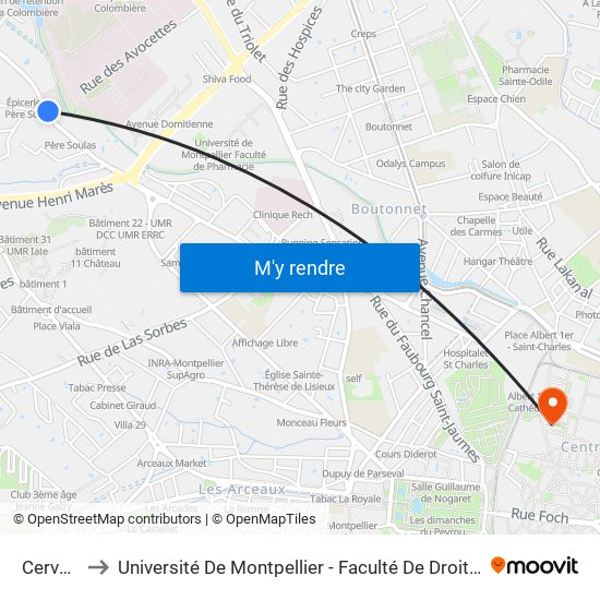 Cervantès to Université De Montpellier - Faculté De Droit Et Science Politique map