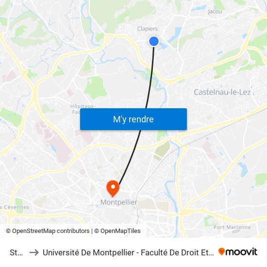 Stade to Université De Montpellier - Faculté De Droit Et Science Politique map