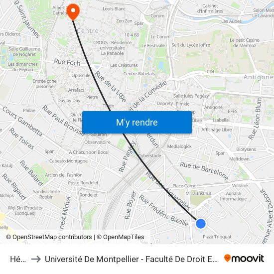 Hélios to Université De Montpellier - Faculté De Droit Et Science Politique map