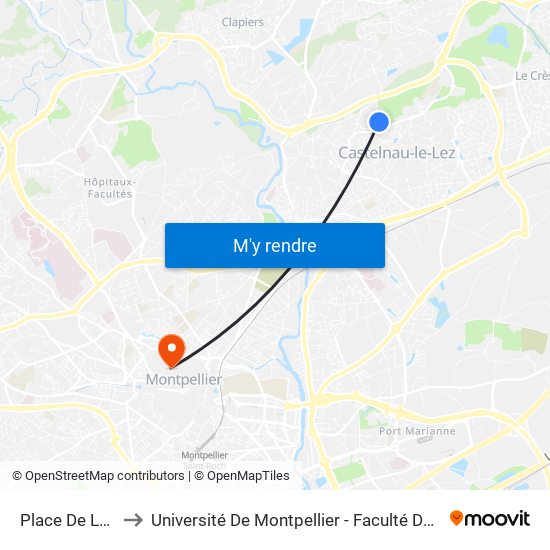 Place De La Monnaie to Université De Montpellier - Faculté De Droit Et Science Politique map