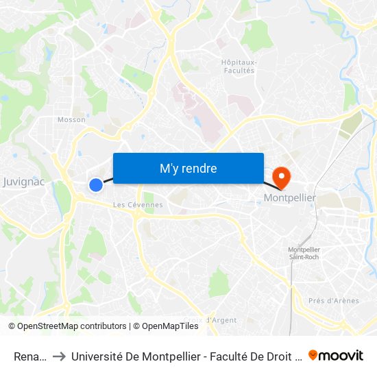 Renaudel to Université De Montpellier - Faculté De Droit Et Science Politique map