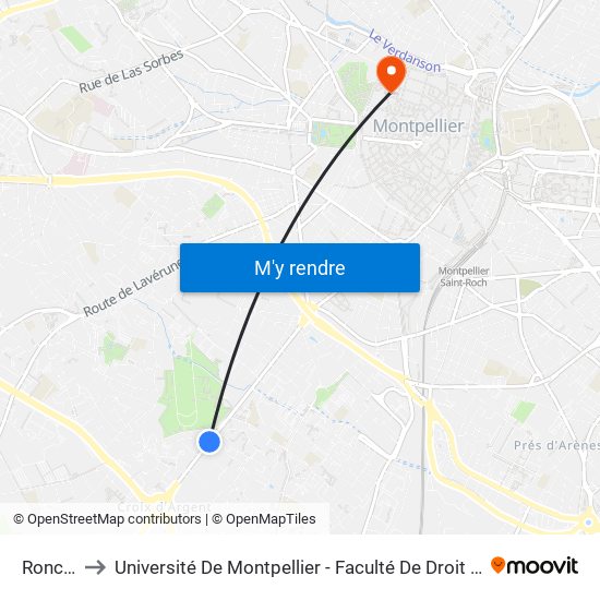 Ronceray to Université De Montpellier - Faculté De Droit Et Science Politique map