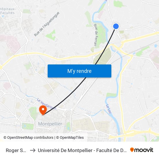 Roger Salengro to Université De Montpellier - Faculté De Droit Et Science Politique map