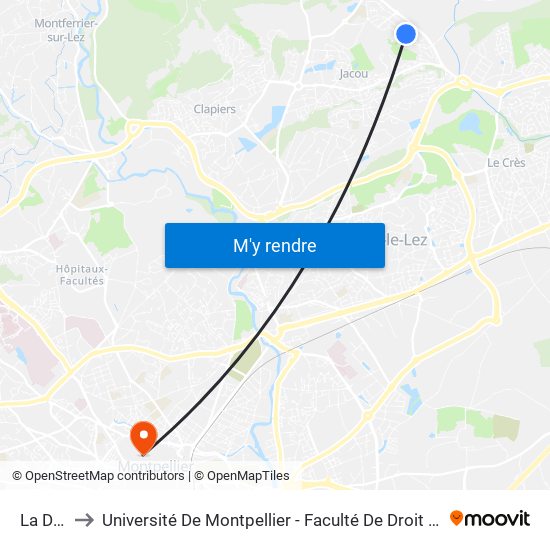 La Draye to Université De Montpellier - Faculté De Droit Et Science Politique map