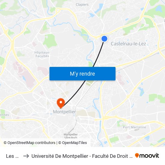 Les Aires to Université De Montpellier - Faculté De Droit Et Science Politique map