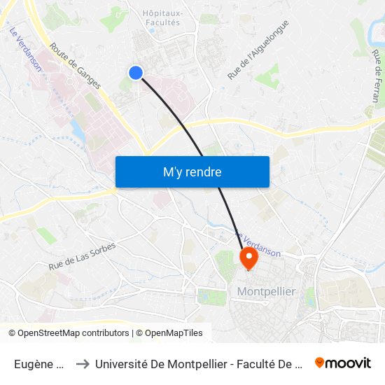 Eugène Bataillon to Université De Montpellier - Faculté De Droit Et Science Politique map