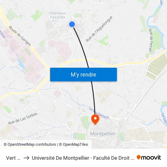 Vert Bois to Université De Montpellier - Faculté De Droit Et Science Politique map