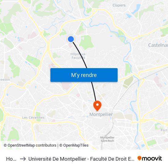 Hortus to Université De Montpellier - Faculté De Droit Et Science Politique map