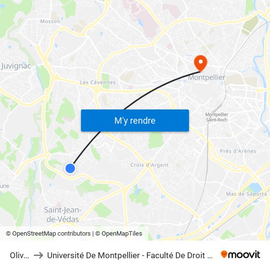 Oliviers to Université De Montpellier - Faculté De Droit Et Science Politique map