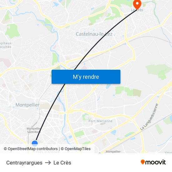 Centrayrargues to Le Crès map