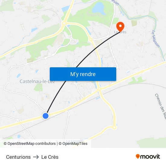 Centurions to Le Crès map