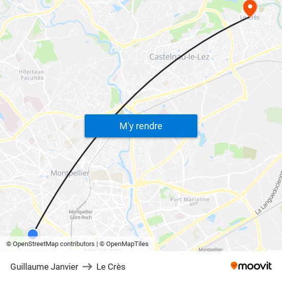 Guillaume Janvier to Le Crès map