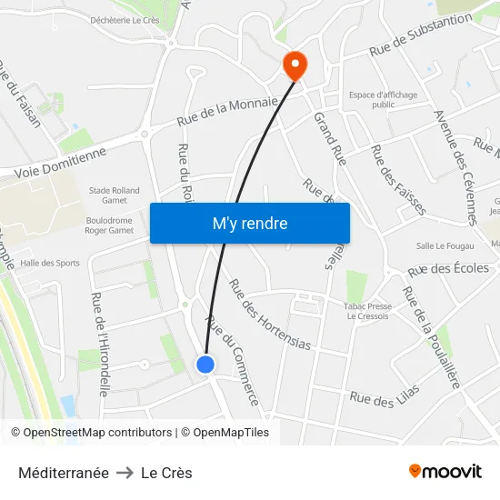 Méditerranée to Le Crès map