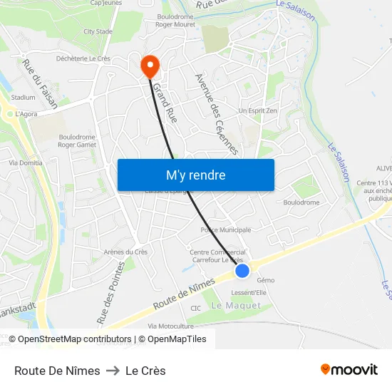 Route De Nîmes to Le Crès map