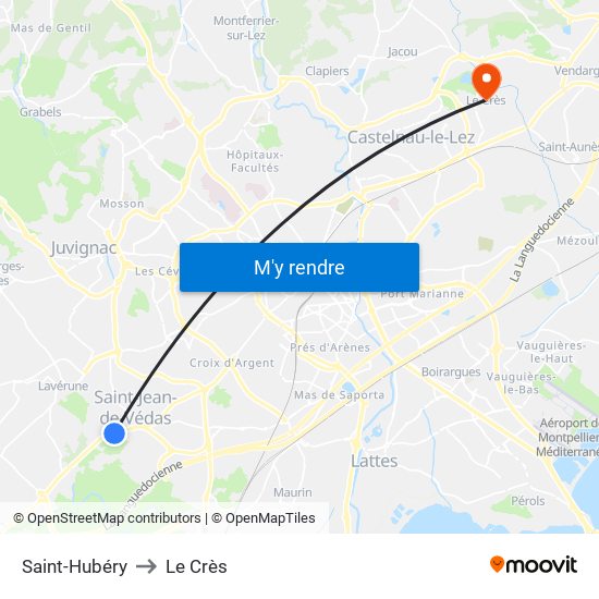 Saint-Hubéry to Le Crès map