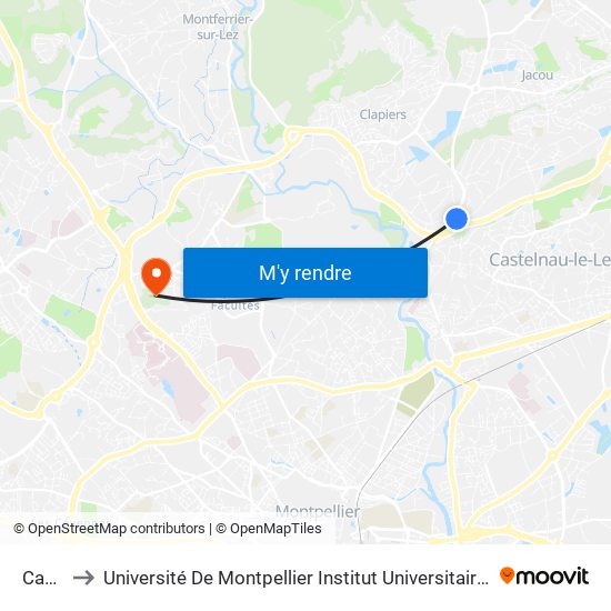 Caylus to Université De Montpellier Institut Universitaire De Technologie map