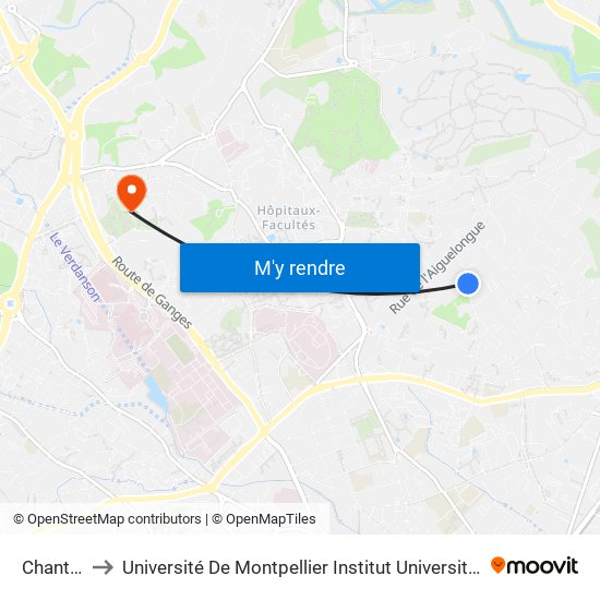 Chantecler to Université De Montpellier Institut Universitaire De Technologie map