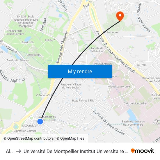 Alco to Université De Montpellier Institut Universitaire De Technologie map