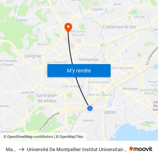 Manse to Université De Montpellier Institut Universitaire De Technologie map