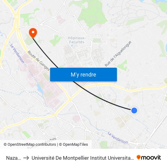 Nazareth to Université De Montpellier Institut Universitaire De Technologie map