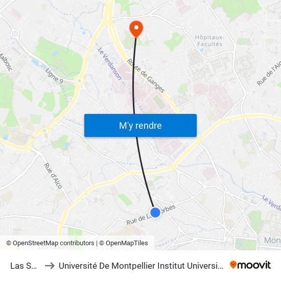 Las Sorbes to Université De Montpellier Institut Universitaire De Technologie map