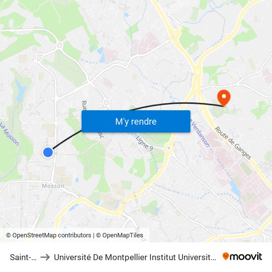 Saint-Paul to Université De Montpellier Institut Universitaire De Technologie map