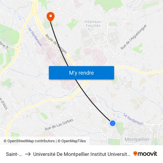 Saint-Roch to Université De Montpellier Institut Universitaire De Technologie map