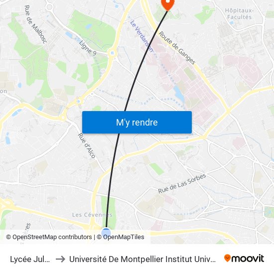 Lycée Jules Ferry to Université De Montpellier Institut Universitaire De Technologie map