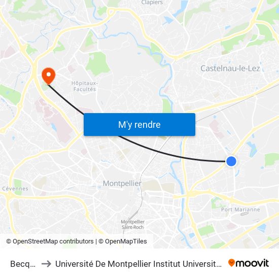 Becquerel to Université De Montpellier Institut Universitaire De Technologie map