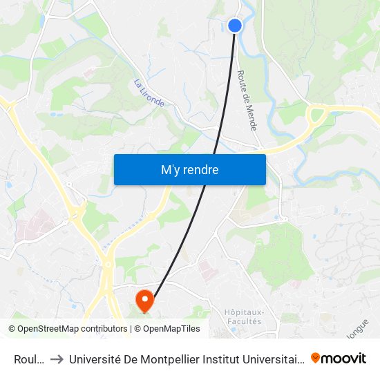 Roularel to Université De Montpellier Institut Universitaire De Technologie map