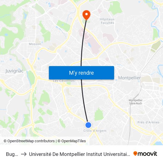 Bugarel to Université De Montpellier Institut Universitaire De Technologie map