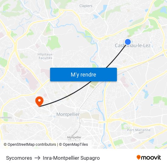 Sycomores to Inra-Montpellier Supagro map