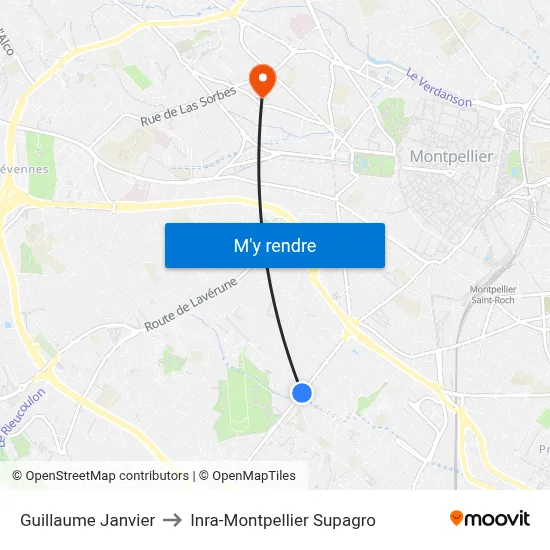 Guillaume Janvier to Inra-Montpellier Supagro map