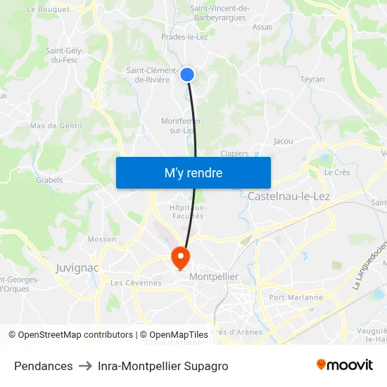 Pendances to Inra-Montpellier Supagro map