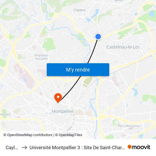Caylus to Université Montpellier 3 : Site De Saint-Charles map