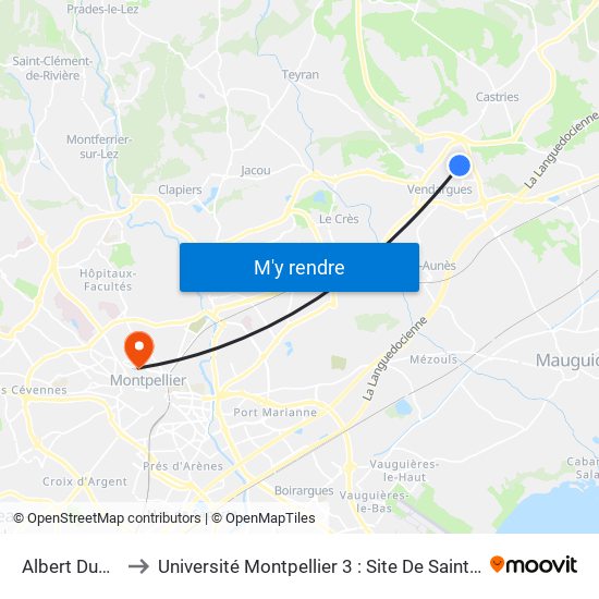 Albert Dubout to Université Montpellier 3 : Site De Saint-Charles map
