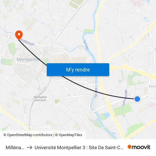 Millénaire to Université Montpellier 3 : Site De Saint-Charles map